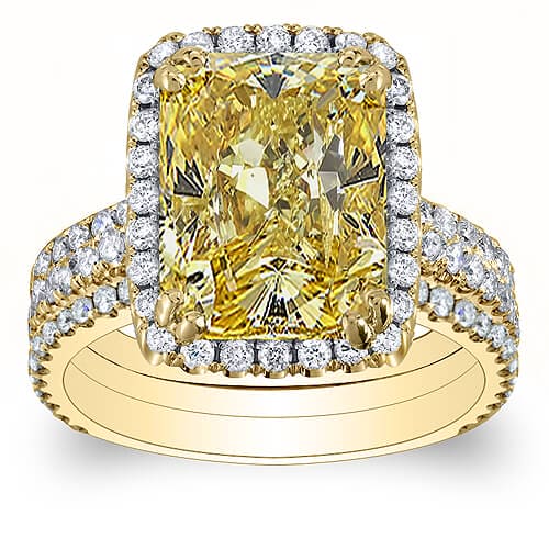 3.31 Ct. Canary Fancy Light Yellow Radiant Cut Diamond Engagement Ring VS2 GIA