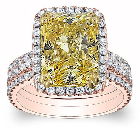 3.31 Ct. Canary Fancy Light Yellow Radiant Cut Diamond Engagement Ring VS2 GIA