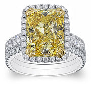 3.31 Ct. Canary Fancy Light Yellow Radiant Cut Diamond Engagement Ring VS2 GIA
