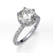 2.03 Ct. Round Cut Solitaire Diamond Engagement Ring with Accents H,SI2 GIA