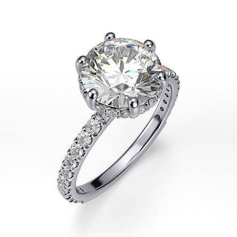2.03 Ct. Round Cut Solitaire Diamond Engagement Ring with Accents H,SI2 GIA