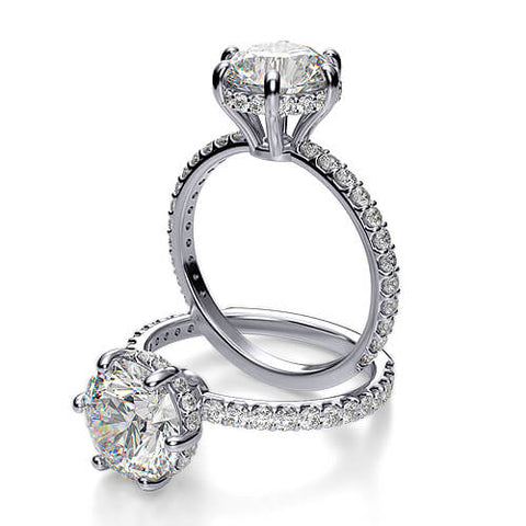 2.03 Ct. Round Cut Solitaire Diamond Engagement Ring with Accents H,SI2 GIA