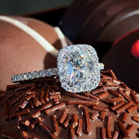 3.75 Ct. Cushion Halo Engagement Ring J Color VS2 GIA Certified