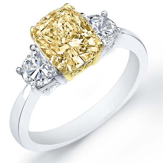 Fancy light Yellow Canary Stone Engagement Ring VS2 GIA