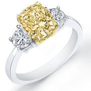 2.01 Ct. Canary Fancy Yellow Cushion Cut & Half Moon Diamond Engagement Ring GIA, VS1