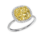 Canary Fancy Yellow Halo Cushion Cut Diamond Engagement Ring