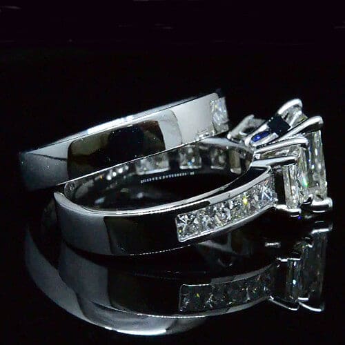 Princess cut diamond engagement ring set 