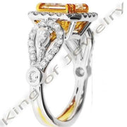 Yellow Radiant Cut Halo Diamond Ring Profile View