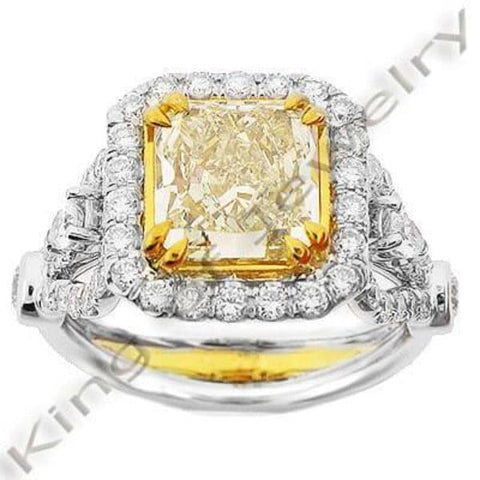 Yellow Radiant Cut Halo Diamond Ring