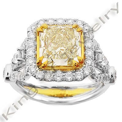 3.84 Ct. Canary Fancy Yellow Diamond Engagement Ring VS1 GIA