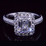  Emerald Cut  Halo Diamond Engagement Ring F,VVS1 GIA