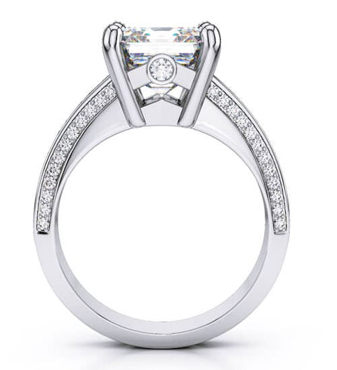 2.20 Ct. Asscher Cut with Baguette & Round Diamond Engagement Ring I,VS1 GIA