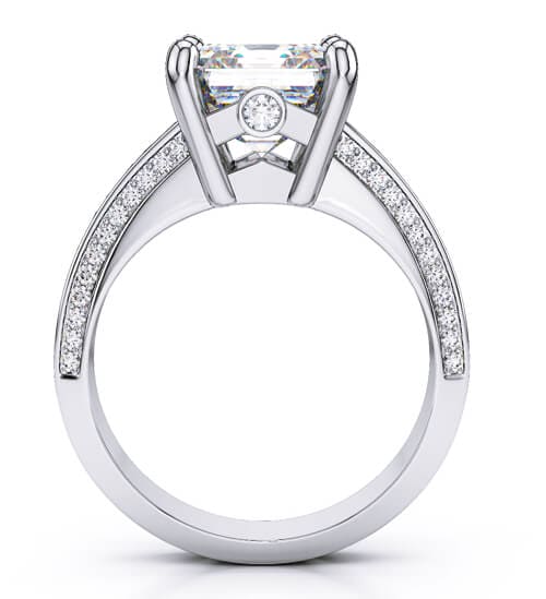 2.24 Ct. Asscher Cut with Baguette & Round Diamond Engagement Ring F,VS1 GIA