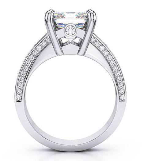 2.44 Ct. Asscher Cut with Baguette & Round Diamond Engagement Ring I,IF GIA