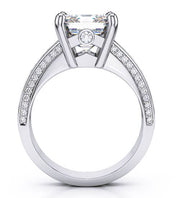 Asscher Cut Diamond Ring with Baguettes Side Profile