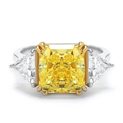 Fancy Light Yellow Radiant Cut 3-Stone Diamond Ring