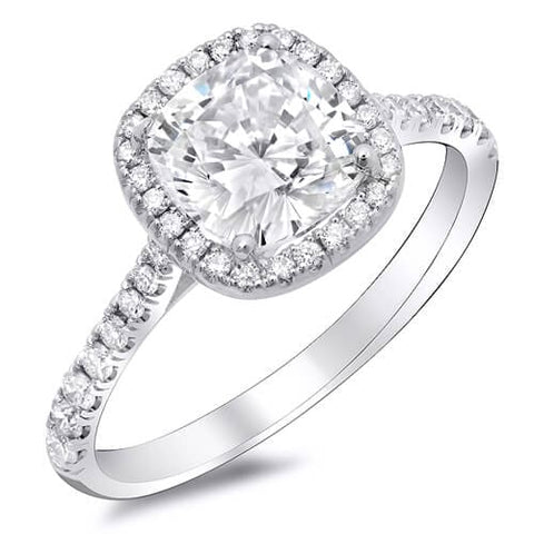 1.93 Ct. Halo Cushion Cut Diamond Lucida Style Engagement Ring G,VS1 GIA