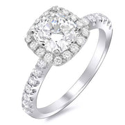 1.70 Ct. Cushion Cut Diamond Halo Engagement Ring I,IF GIA