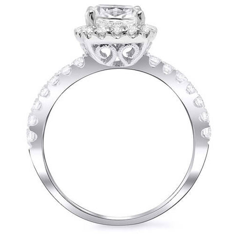 1.76 Ct. Cushion Cut Diamond Halo Engagement Ring E,VS1 GIA