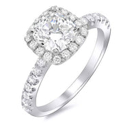 1.76 Ct. Cushion Cut Diamond Halo Engagement Ring E,VS1 GIA