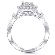 Halo Round Cut Diamond Shank Engagement Ring