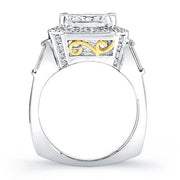 Halo Princess Cut Diamond Ring With Baguettes