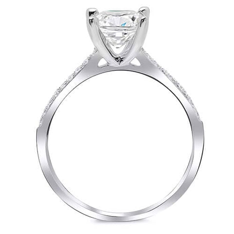 1.38 Ct. Cushion Cut Diamond Round Cut Pave Solitaire Engagement Ring G,VS1 GIA