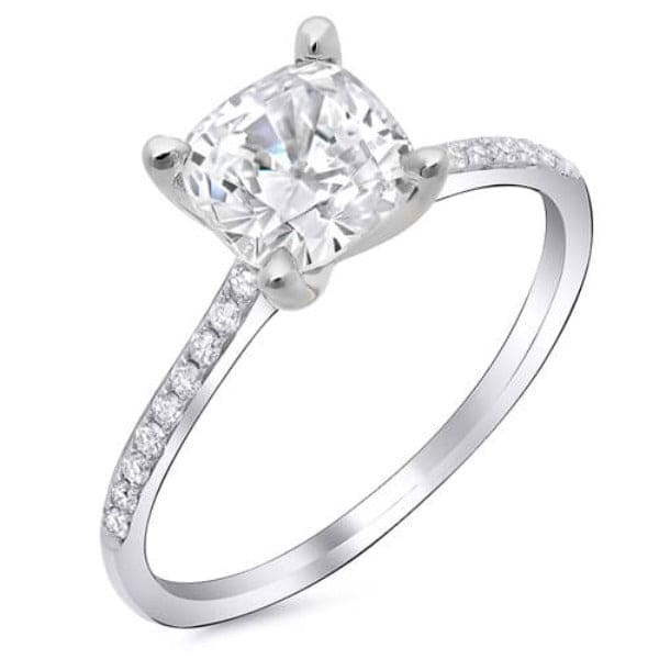 Cushion Cut Petit Engagement Ring F Color VS2 GIA