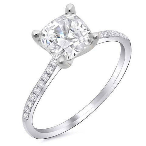 1.38 Ct. Cushion Cut Diamond Round Cut Pave Solitaire Engagement Ring G,VS1 GIA