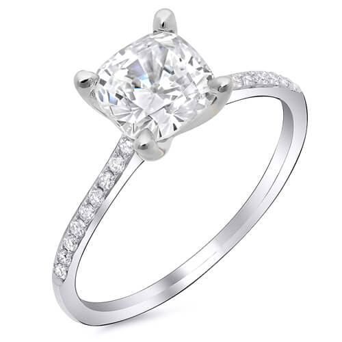 Dainty Cushion Cut Engagement Ring E Color VS1 GIA