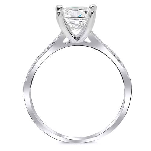 1.70 Ct. Cushion Cut Diamond Round Cut Pave Solitaire Engagement Ring H,VS1 GIA