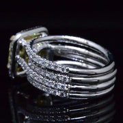 Canary Fancy Yellow Square Radiant Cut Diamond Ring Set