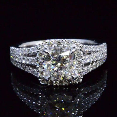 2.24 Ct. Radiant Cut Diamond Halo Split Shank Engagement Ring