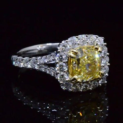 Fancy Yellow Diamond Split Shank Engagement Ring