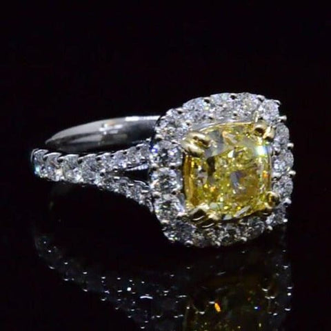 Fancy Yellow Diamond Split Shank Engagement Ring