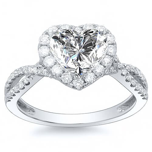 Heart shaped halo ring