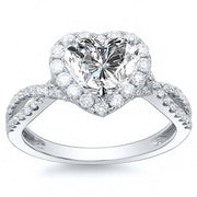 Halo Heart Shaped Twisted Engagement Ring
