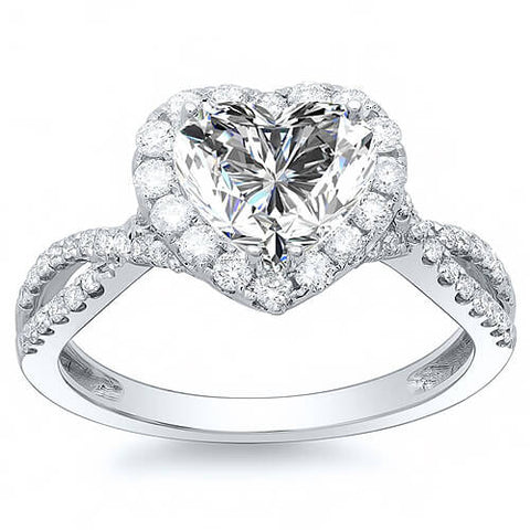 2.80 Ct. Halo Heart Shape Diamond Twist Shank Engagement Ring G,VS2 GIA
