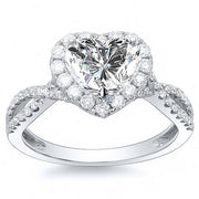 Halo Heart Twisted Engagement Ring