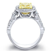 Intense Yellow Cushion Halo Engagement Ring