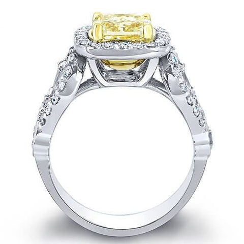 Intense Yellow Cushion Halo Engagement Ring