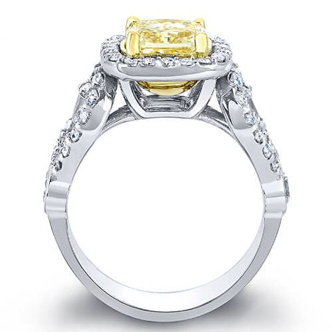 2.82 Ct. Canary Cushion Cut Diamond Engagement Ring SI1 EGL