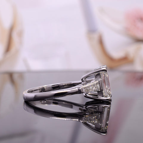 2.52 Ct. Emerald & Baguette Cut 3Stone Engagement Ring Set H Color VVS2 GIA
