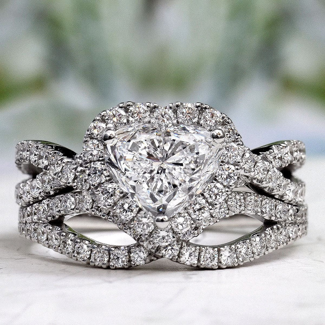 2.80 Ct. Halo Heart Shaped Twisted Engagement Ring G Color VS2 GIA Certified