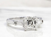 3.10 Ct. Asscher Cut & Baguette Engagement Ring Set I VS1 GIA Certified