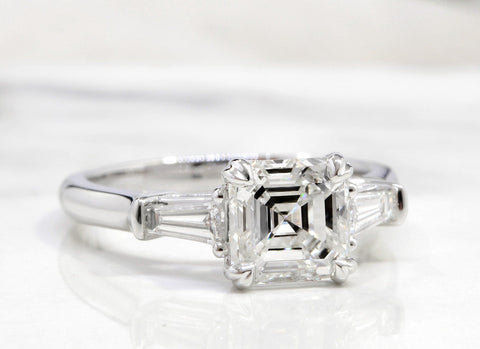 3.10 Ct. Asscher Cut & Baguette Engagement Ring Set I VS1 GIA Certified