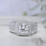 5.20 Ctw Wide Shank Halo Cushion Cut Diamond Ring F Color VS2 GIA Certified