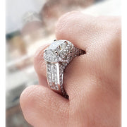 5.20 Ctw Wide Shank Halo Cushion Cut Diamond Ring F Color VS2 GIA Certified