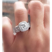 5.20 Ctw Wide Shank Halo Cushion Cut Diamond Ring F Color VS2 GIA Certified