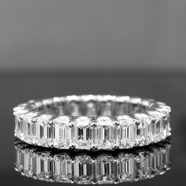 Emerald Cut Eternity Band, Emerald Eternity Ring, 3Ct Natural Diamond